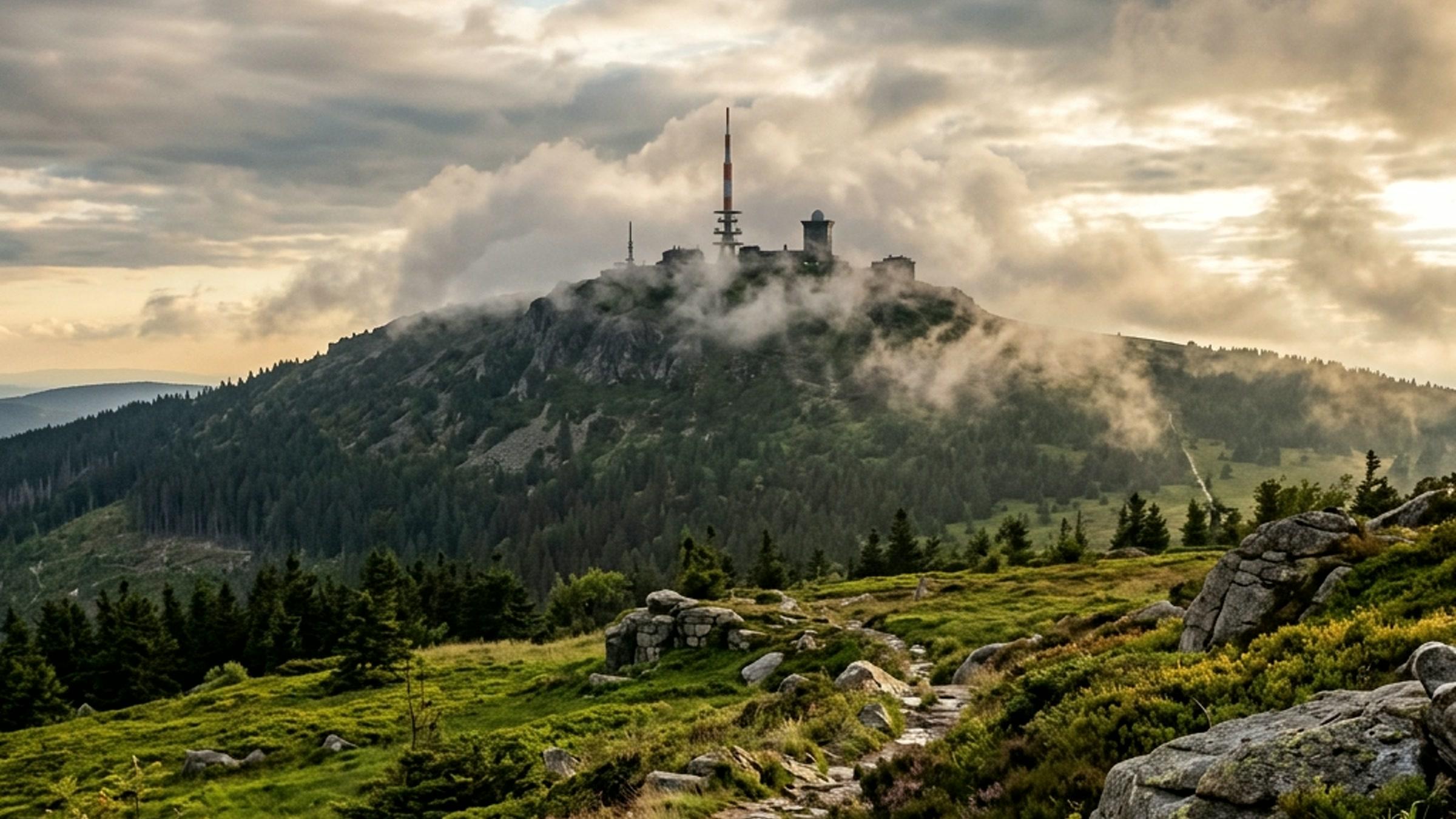 Brocken im Harz bei Morgenlicht